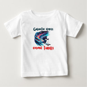 コズミックスキーアドベンチャーイン宇宙 ベビーTシャツ