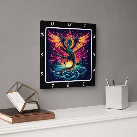 コズミックストームネオン スクエア壁時計 (オフィス)