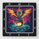 コズミックストームネオン スクエア壁時計 (正面)