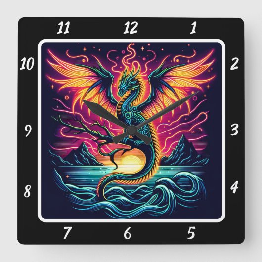 コズミックストームネオン スクエア壁時計 (正面)