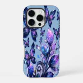 コズミックスパークルバタフライブルー iPhone 16 PROケース
