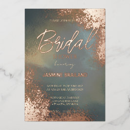 コズミックスパークルホームブルウォッシュブライダルシャワー 箔招待状