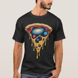 コズミックスペースピザスライス銀河惑星グラフィックT- Tシャツ