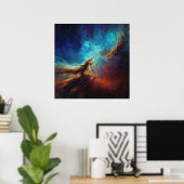 コズミックダンス – パインターリースタイル宇宙アート ポスター (ホームオフィス)