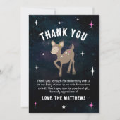 コズミックディアワイルドワンピンクガールベビーシャワー サンキューカード (正面)