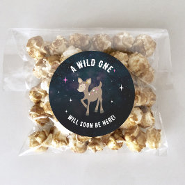 コズミックディアワイルドワンピンクガールベビーシャワー ラウンドシール