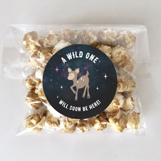 コズミックディアワイルドワンピンクガールベビーシャワー ラウンドシール