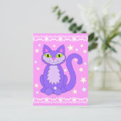コズミックデザインキャットスターアートポストカードバーティカルピンク ポストカード (スタンド正面)