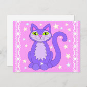 コズミックデザインキャットスターズ漫画絵葉書ピンク ポストカード (正面/裏面)