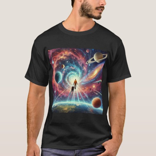 コズミックトラベラーフローティング宇宙 Tシャツ (正面)