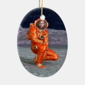 コズミックトラベラー超現実惑星風景アート セラミックオーナメント (裏面)