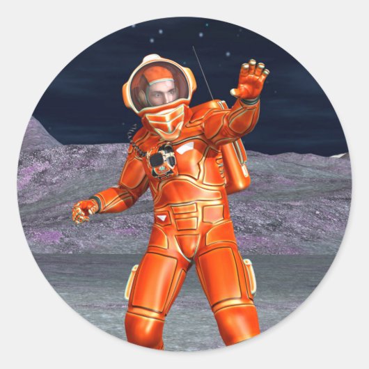コズミックトラベラー超現実惑星風景アート ラウンドシール (正面)