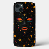 コズミックドリームレインボー銀河系女性顔スターズブラック Case-Mate iPhoneケース (裏面)