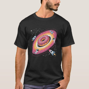 コズミックドーナツ宇宙おもしろいブラックホールロケットSci-Fi Tシャツ