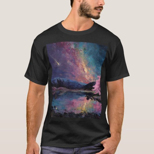 「コズミックナイトスカイランドスケープTシャツ Tシャツ (正面)