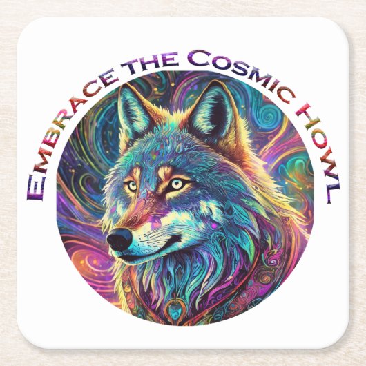 コズミックハウルウルフを受け入れる スクエアペーパーコースター (正面)
