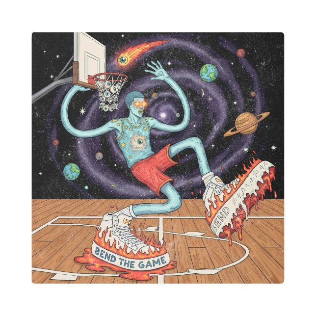 コズミックバスケットボールスラムメタルウォールアート メタルプリント (正面)