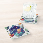 コズミックバーコースター子供へ ガラスコースター (アングル)