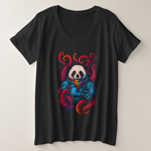 コズミックパンダクラーケン プラスサイズTシャツ (デザイン正面)