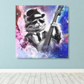 *~コズミックパーカッショクールニスト猫ドラマーAP91 キャンバスプリント (インサイチュ (ウッドフロア))