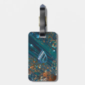 コズミックパーソナライズされたブルーグリッターラゲッジタグ ラゲッジタグ (裏面縦)