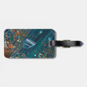 コズミックパーソナライズされたブルーグリッターラゲッジタグ ラゲッジタグ (裏面横)