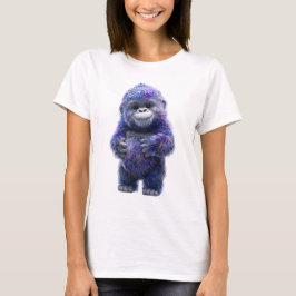 コズミックパープルの赤ちゃんゴリラの笑顔の女性 Tシャツ