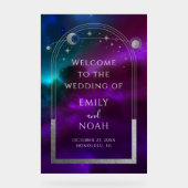 コズミックパープルティール(緑がかった色)サンムーンスターウェルカムサイン アクリルサイン (正面)