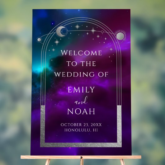 コズミックパープルティール(緑がかった色)サンムーンスターウェルカムサイン アクリルサイン (ニュートラル)