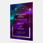 コズミックパープルティール(緑がかった色)サンムーンスターウェルカムサイン アクリルサイン (傾斜)