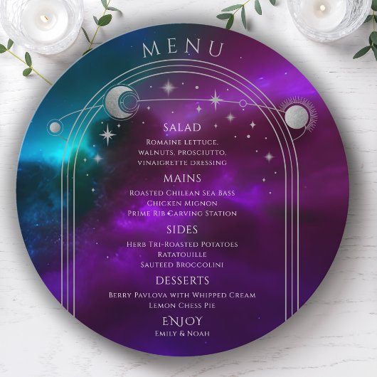 コズミックパープルティール（緑がかった色）シルバーサンムーンスターズ結婚ズ メニュー