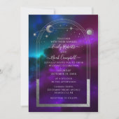 コズミックパープルティール(緑がかった色)シルバーサンムーン天文学宇宙 招待状 (正面)