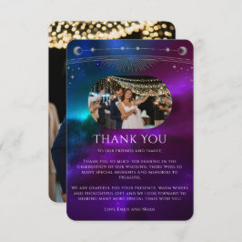 コズミックパープルティール（緑がかった色）シルバー写真結婚神秘的 サンキューカード