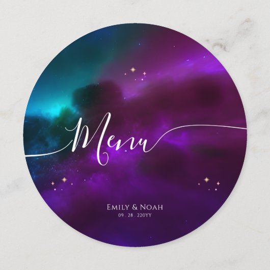 コズミックパープルティール（緑がかった色）金ゴールドサンムーンスターズ結婚ズ メニュー (裏面)