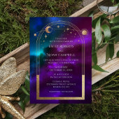 コズミックパープルティール（緑がかった色）金ゴールドサンムーン天文学宇宙 招待状