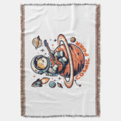 コズミックパー – Astro Guitarist Cat スローブランケット (正面縦)