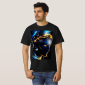 コズミックビジョン:クリシュナ卿の銀河ネオンポートレート Tシャツ (正面フル)