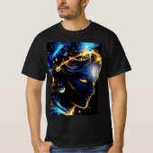 コズミックビジョン:クリシュナ卿の銀河ネオンポートレート Tシャツ (正面)