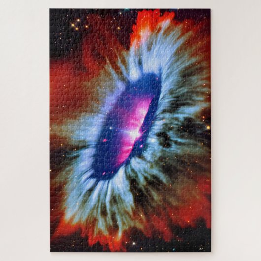 コズミックピンク色の赤い銀河系が爆発的に広がる風景 ジグソーパズル (縦)