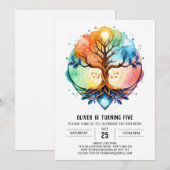 コズミックファンタジーツリー誕生日 招待状 (正面/裏面)