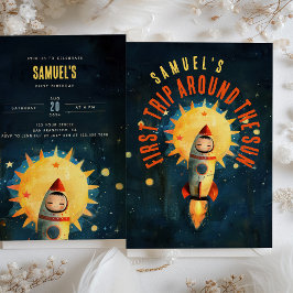 コズミックファースト誕生日ブラスト：宇宙アドベンチャーパーティー 招待状