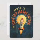 コズミックファースト誕生日ブラスト:宇宙アドベンチャーパーティー 招待状 (正面)