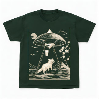 コズミックフォレスト・アライグマUFOデザインTシャツ Tシャツ