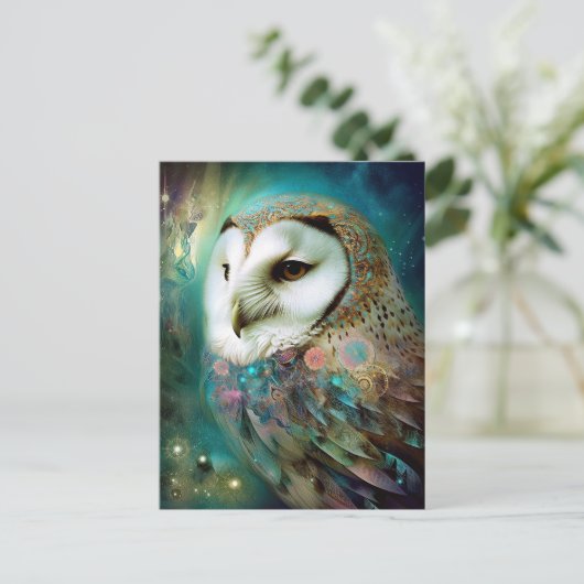 コズミックフクロウファンタジーアート ポストカード (スタンド正面)