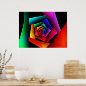 コズミックフラワーカッコいいキュイモダン抽象芸術 ポスター (キッチン)