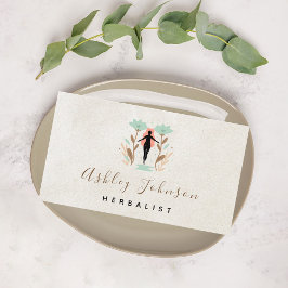 コズミックフローラガールハーバリストニュートラルベージュシンプル 名刺