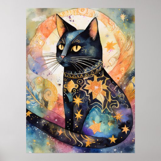 コズミックブラックキャットアートシアルキャット魔法精神 ポスター (正面)