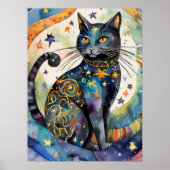 コズミックブラックキャットアートシアルキャット魔法精神 ポスター (正面)