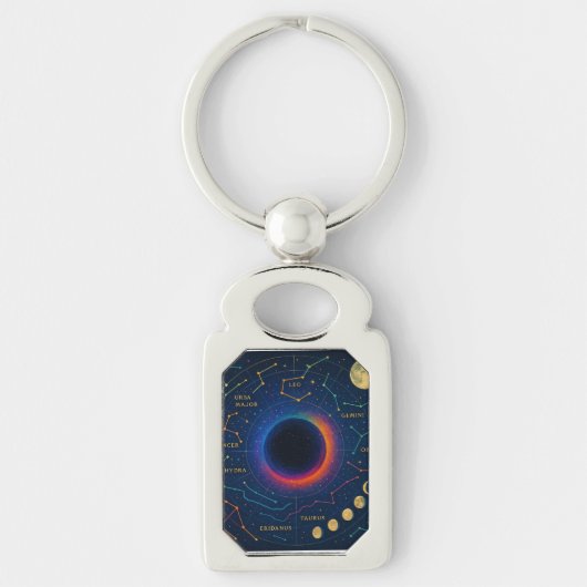 コズミックブラックホール&星座アート – 天空 キーホルダー (正面)