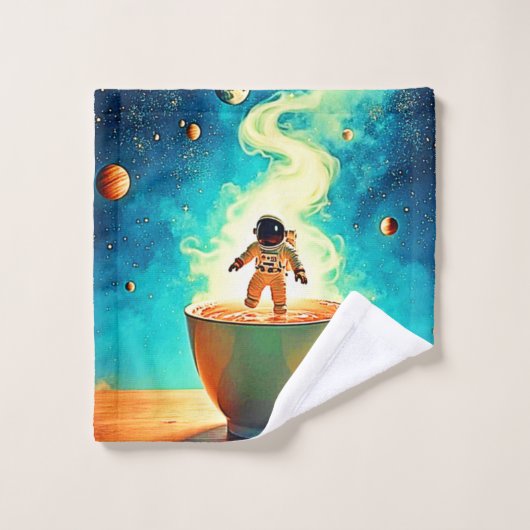 コズミックブリュー: 宇宙飛行士のコーヒーの夢 バスタオルセット (ウォッシュタオル)